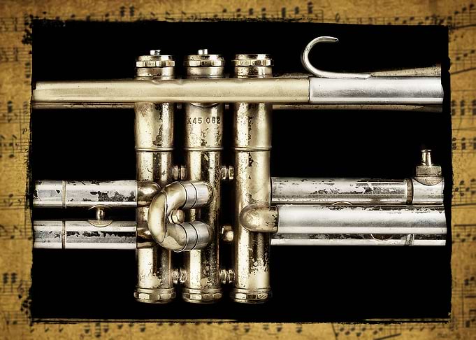 Trumpet valves on a much used and abused retired high s ...