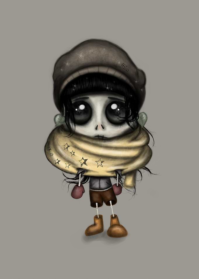 Sweet Skeleton Girl Digital Painting