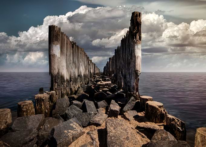Wooden path into the sea