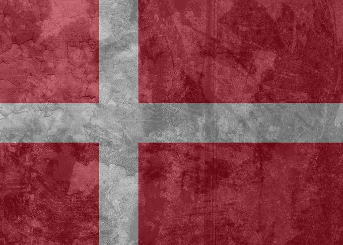 The flag of Denmark presented with a vintage look