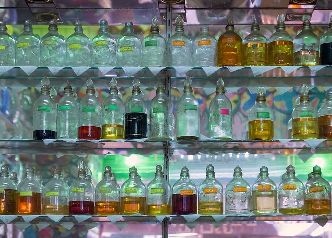 scents and essences in an Egyptian store in Aswan
