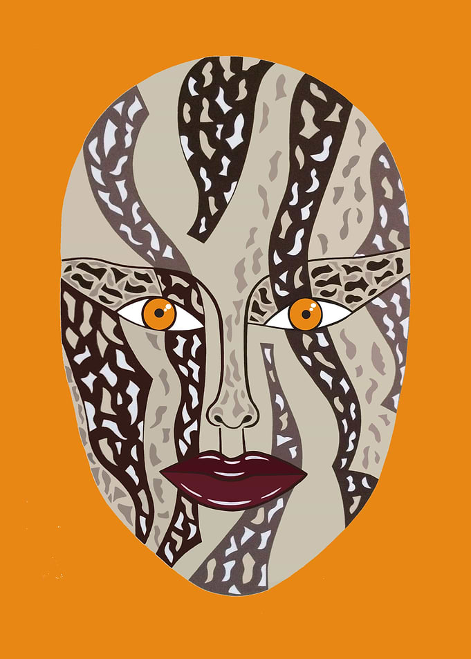 wild visage. original paint on canvas with acrylic colo ...