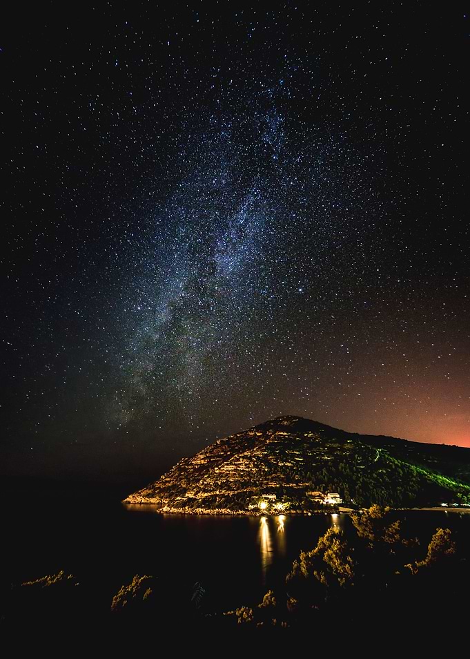 Milky way over Prapratno Bay in Croatia