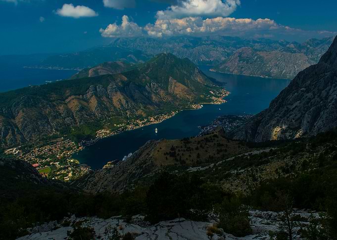Kotor Bay in Montenegro. View from the very top