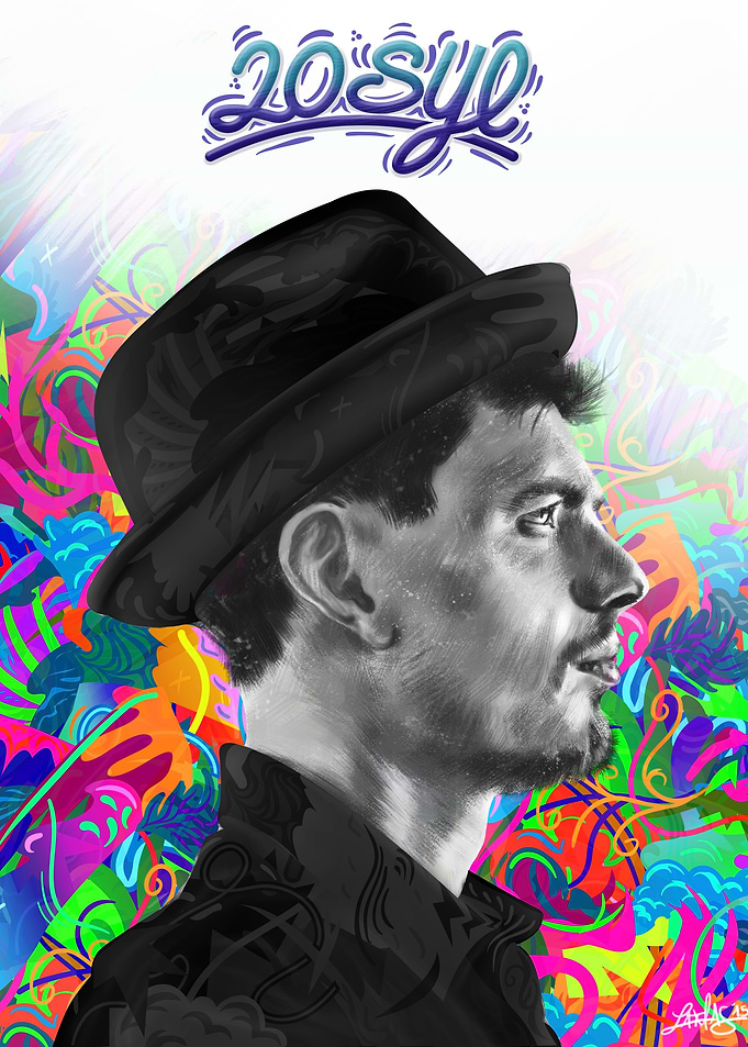 This illustration is a portrait of the French rapper an ...