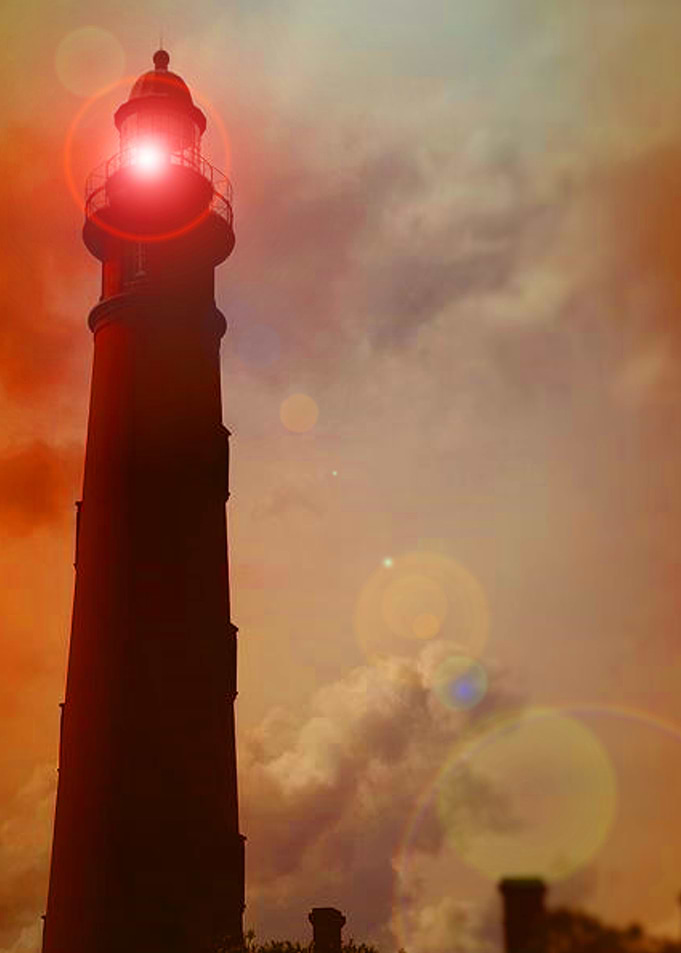 Gorgeous sunset behind the lighthouse