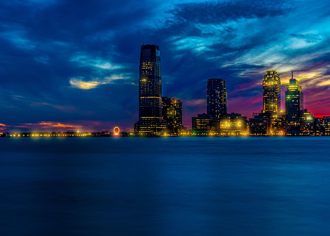 It's twilight over the Hudson River featuring Jersey Ci ...