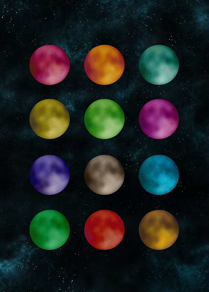 Twelve Shades of the Moon