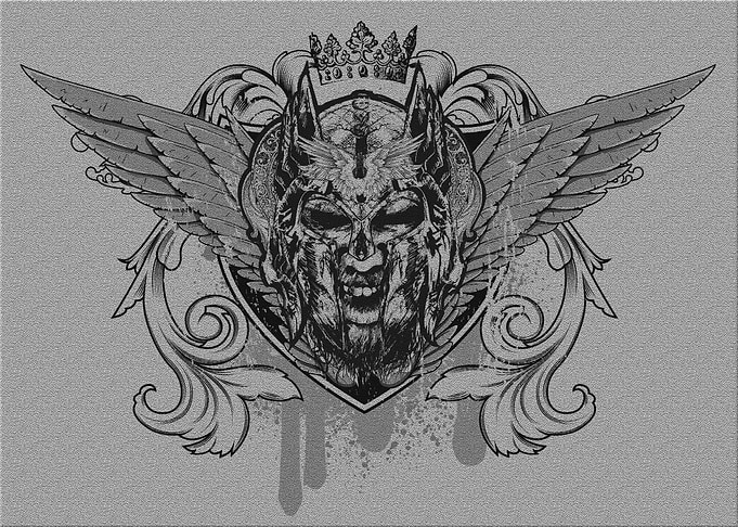 Vintage, grunge, illustration of an Spartan Warrior