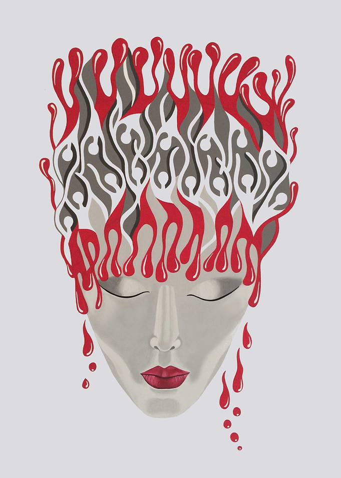 original acrylic on canvas. Violence against the woman ...