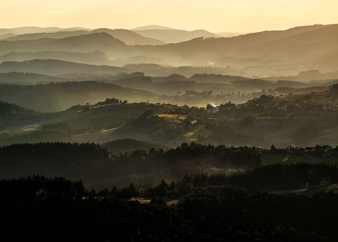 Sunday sunset in polish mountains