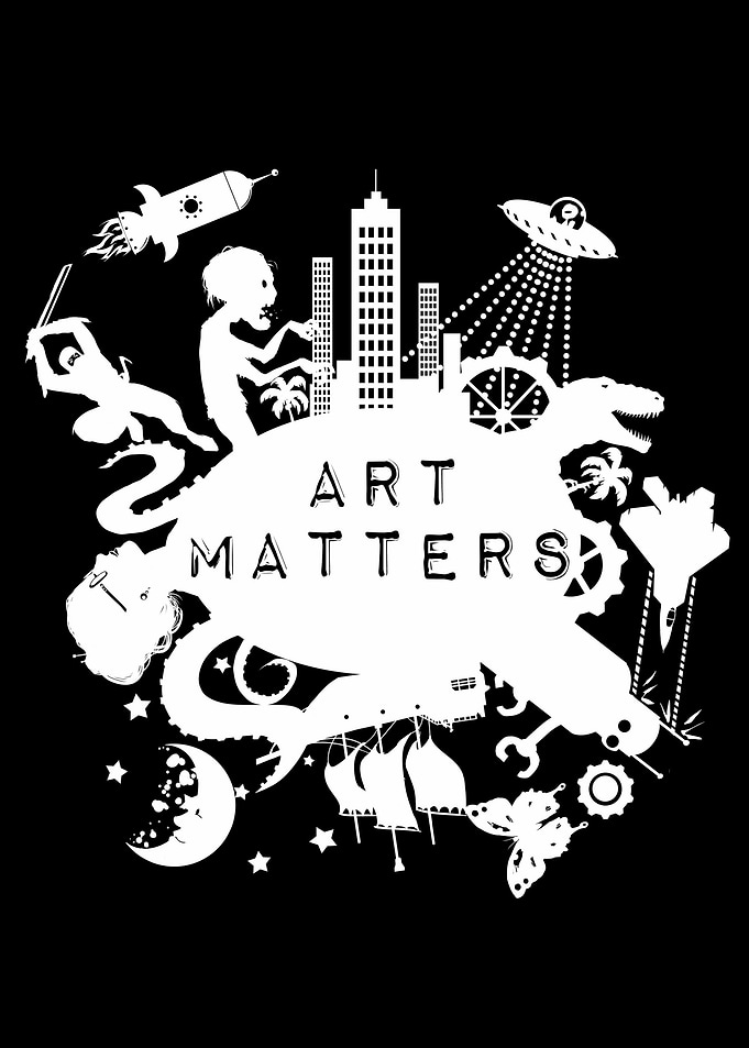 Art Matters: White on Black Background. With art progr ...