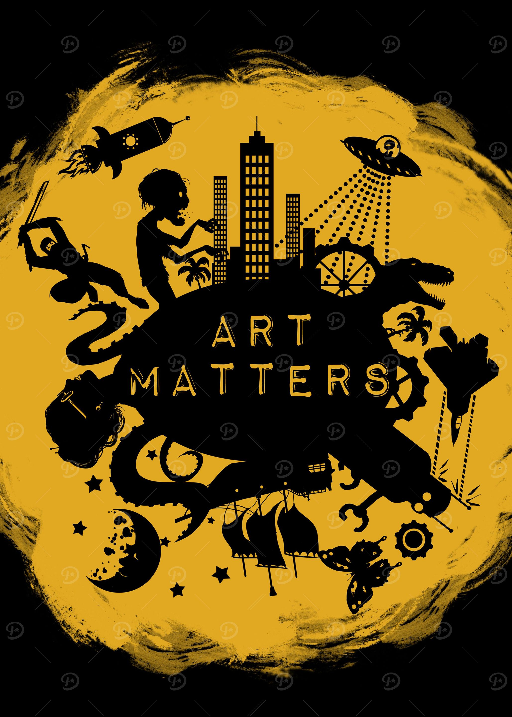 Art Matters: Black and Yellow Background. With art pro ...