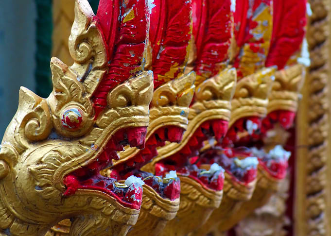 Temple Dragons Vientiane Laos