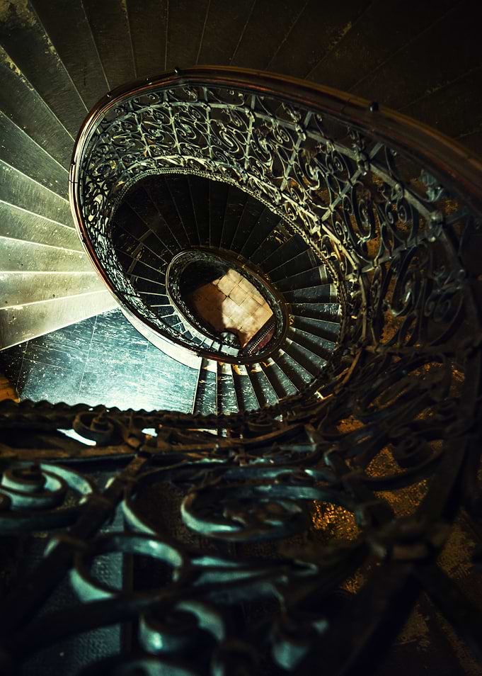 Old ornamented spiral staircase