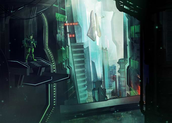 The Digital World - A landscape piece depicting the cit ...