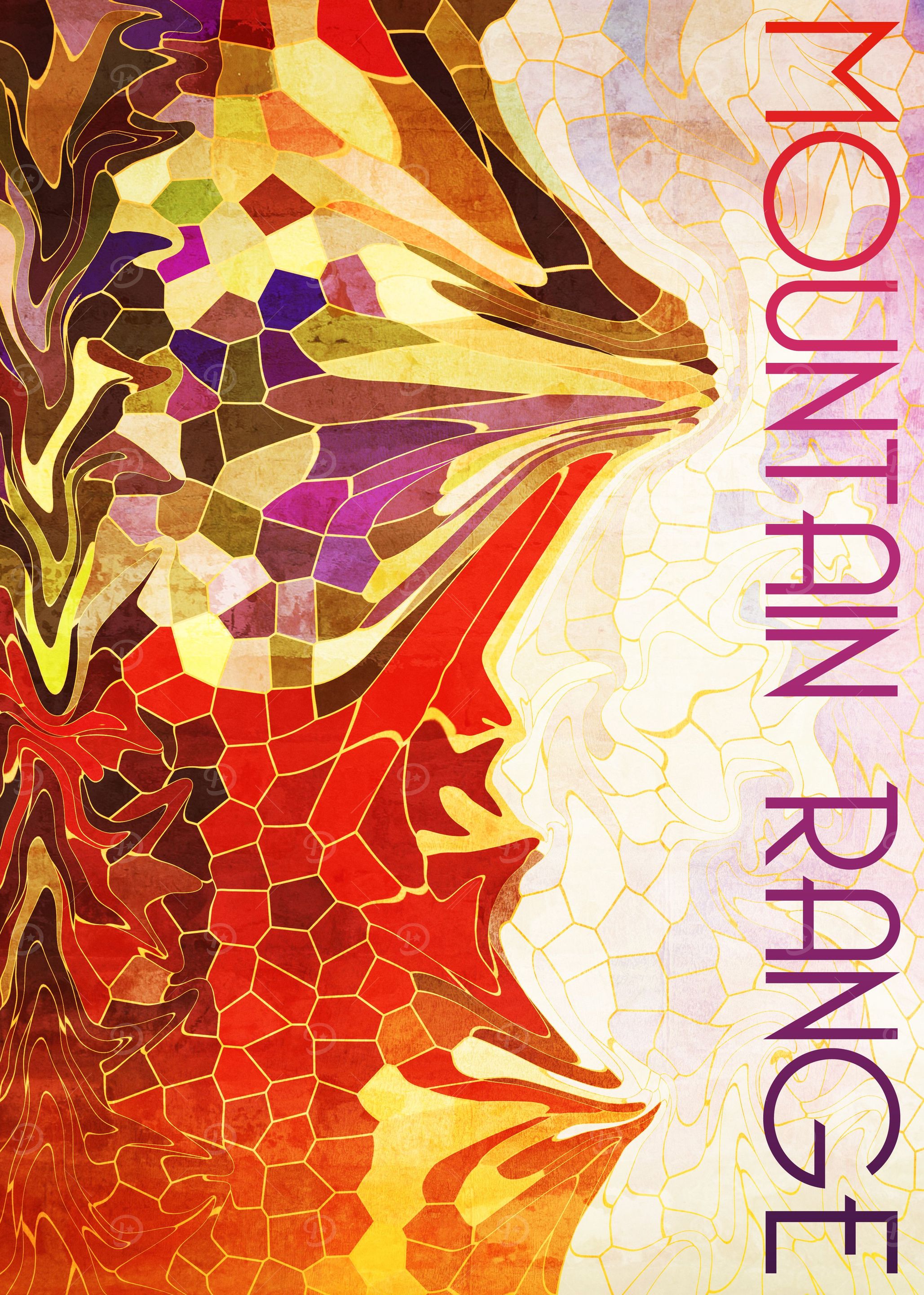 Abstract, mosaic-inspired, stained glass-style digital ...