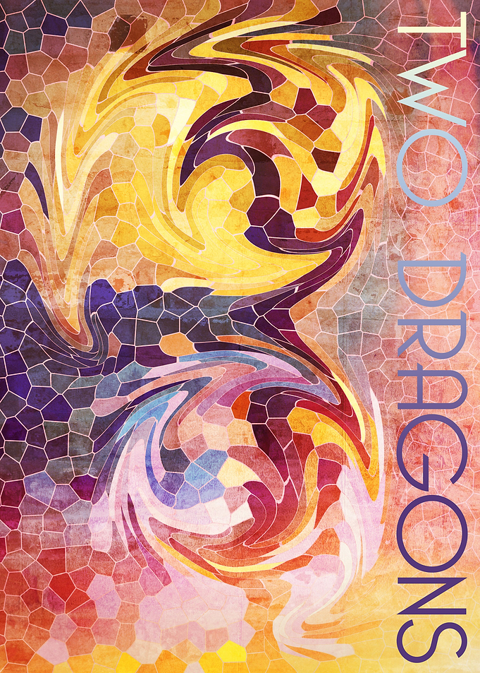 Abstract, mosaic-inspired, stained glass-style digital ...
