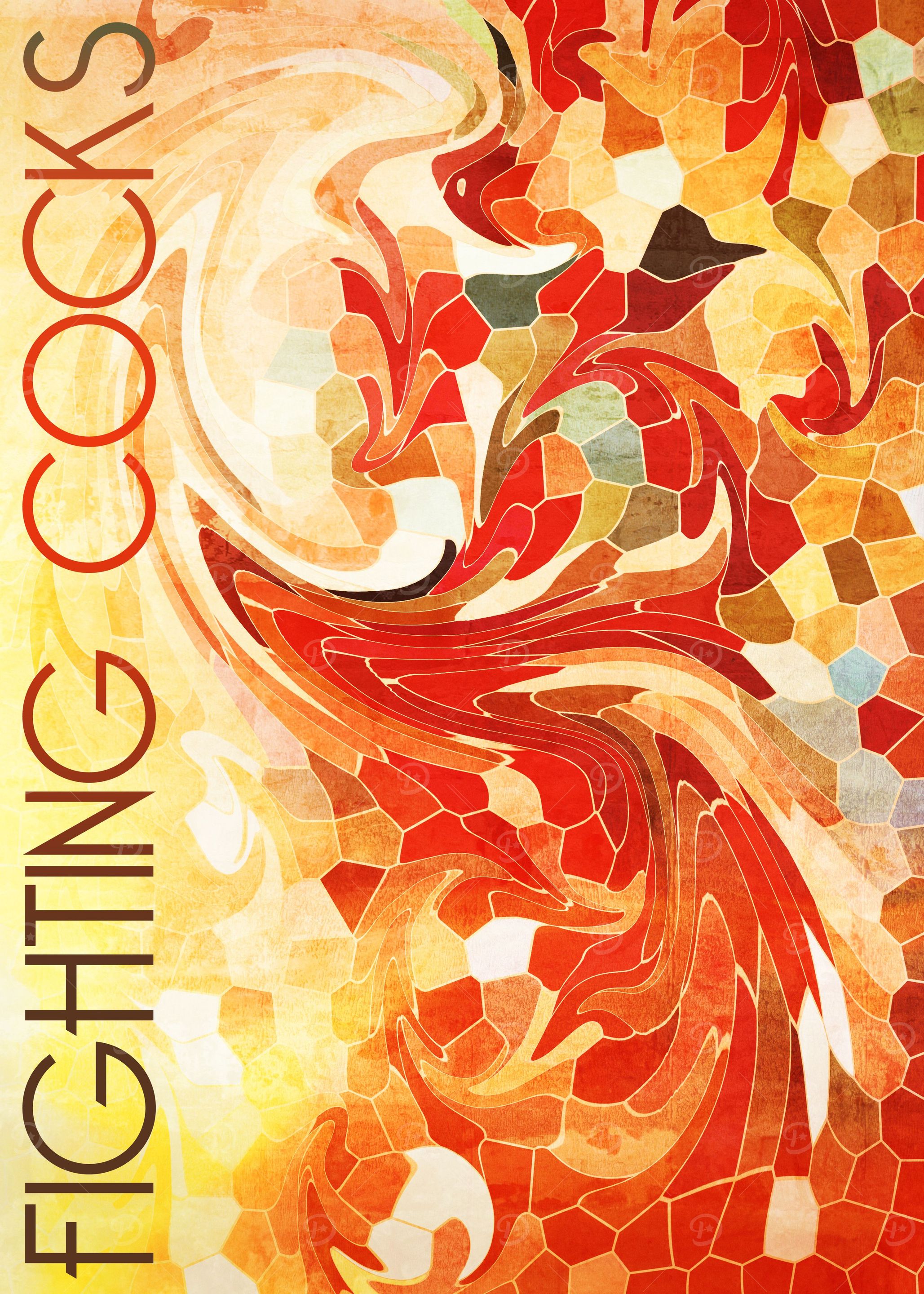 Abstract, mosaic-inspired, stained glass-style digital ...