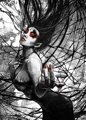 The Spider Queen. A mix of traditional and digital pain ...