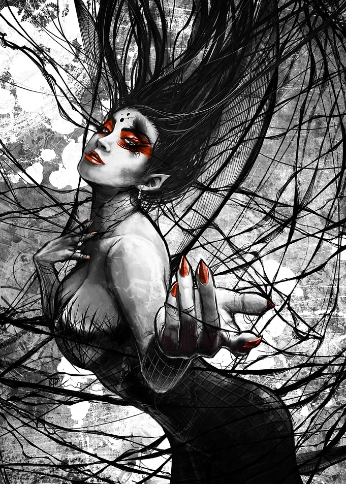 The Spider Queen. A mix of traditional and digital pain ...