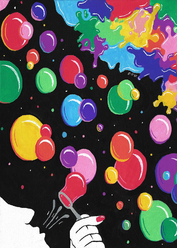 bubbles color the world, multicolor bubbles,