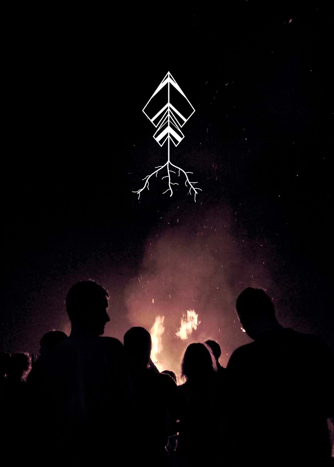 Night bonfire with friends