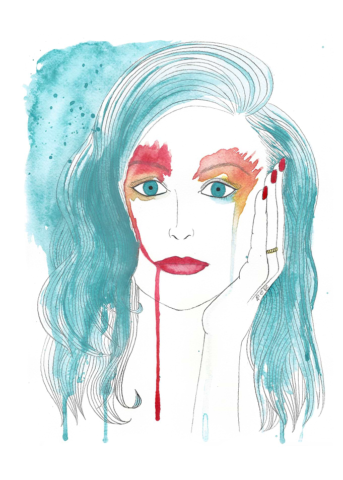 sad, sadness, drop, tears, watercolor, woman, girl, cry ...