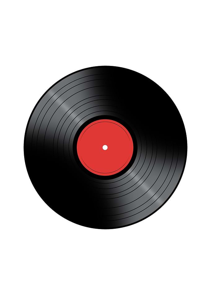 Music Record Vinyl Record with a color center on a whit ...
