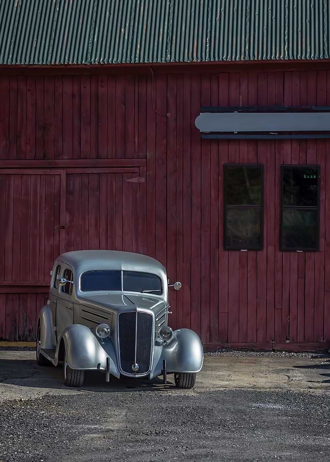 A classic silver vintage car photographed in Vermont by ...