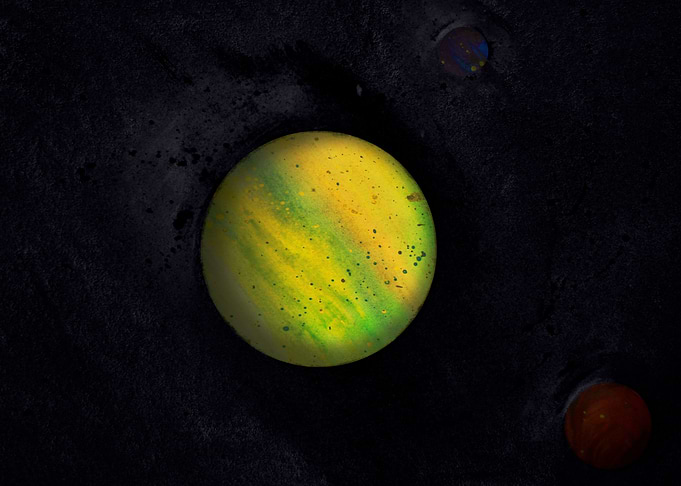 Yellow: Planet Series - Watercolor and Charcoal