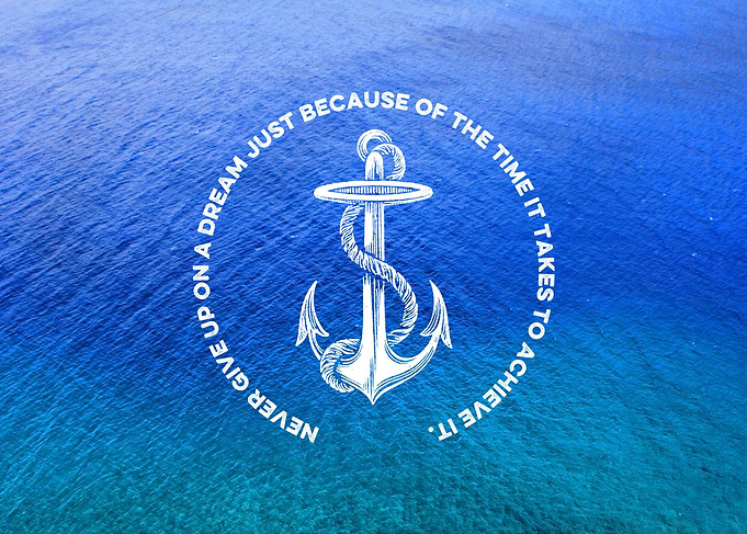Never Give Up Dream Tropical Blue Ocean Vintage Anchor ...