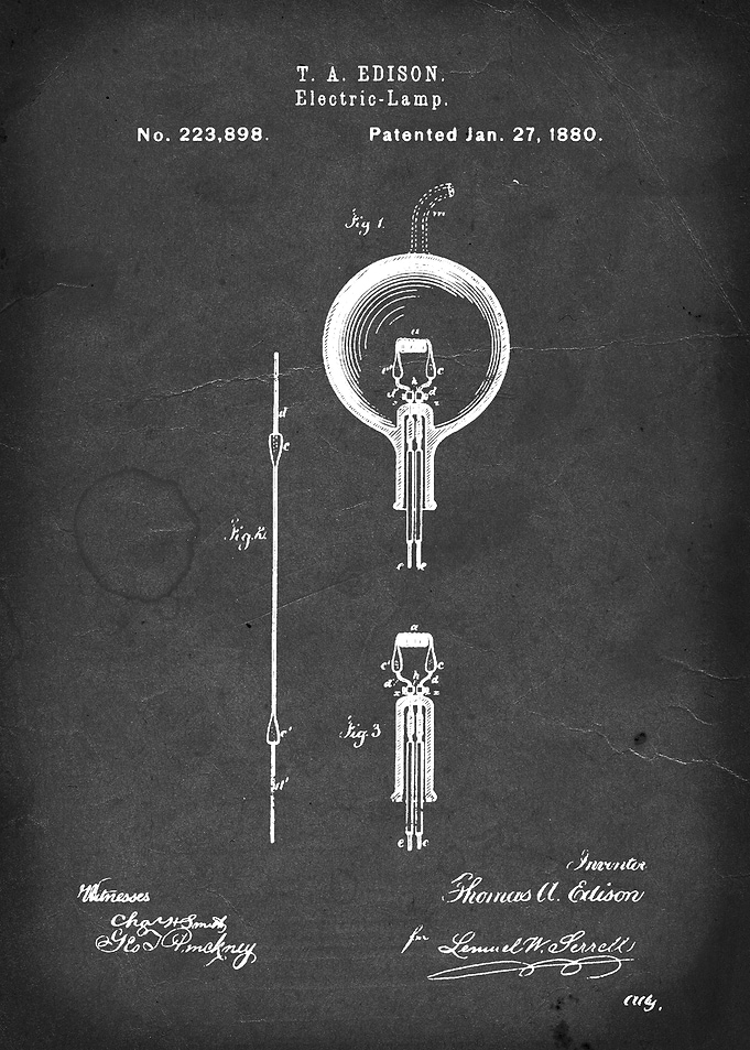 Electric-Lamp - Patent by T. A. Edison - 1880