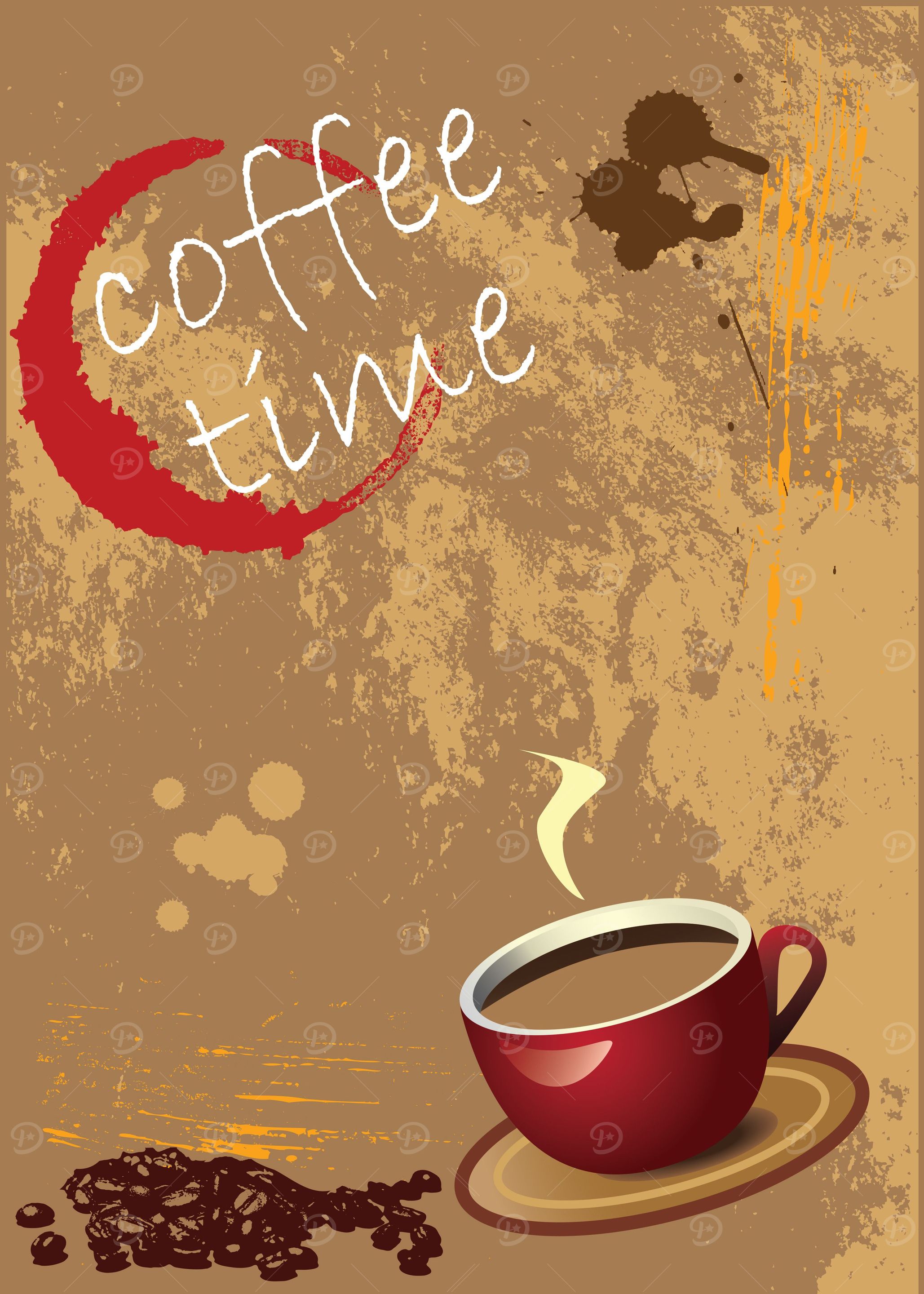 Vintage & grunge 'Coffee Time' design.
