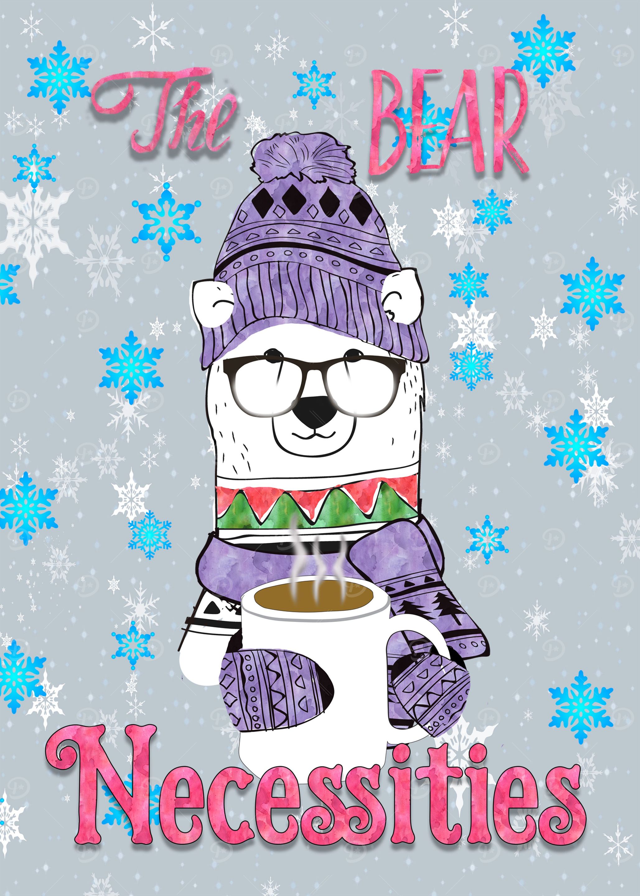 Illustrated and watercolor polar bear with the essentia ...