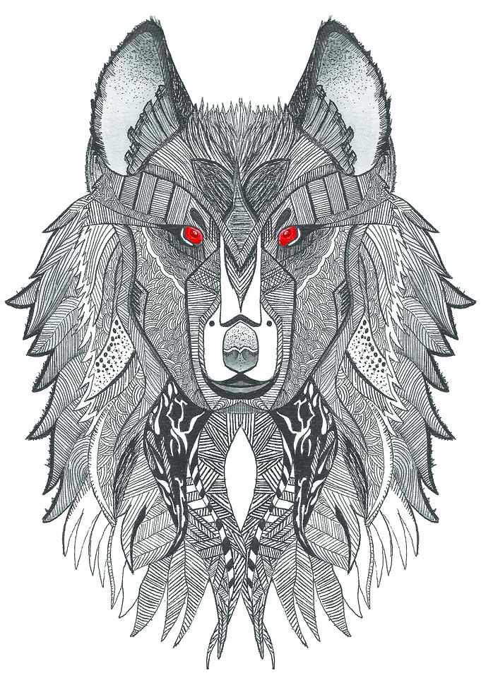A wolf i draw 4 months ago, took me 2 weeks.