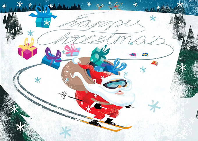 Santa on skiis