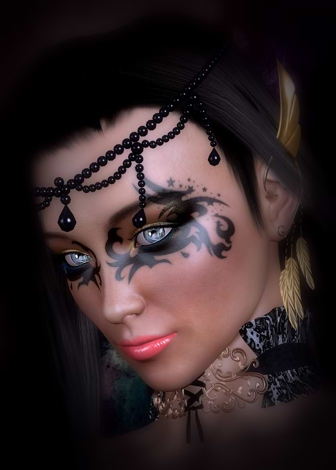 A 3d digital portrait of a Beautiful Dark fantasy Queen ...