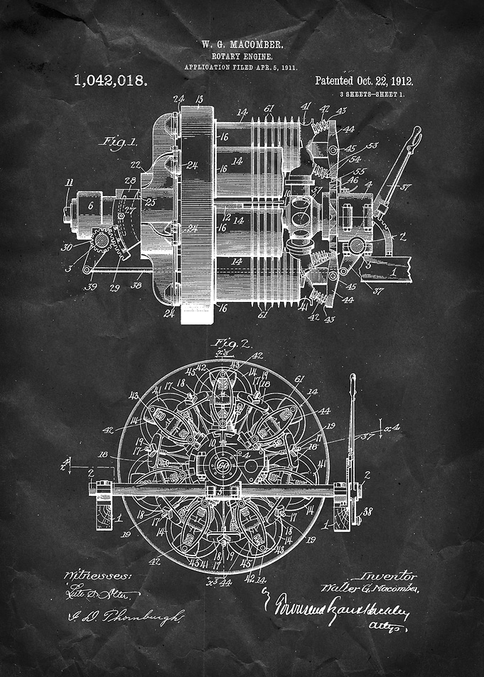 Rotary Engine - Patent by W. G. Macomber - 1912