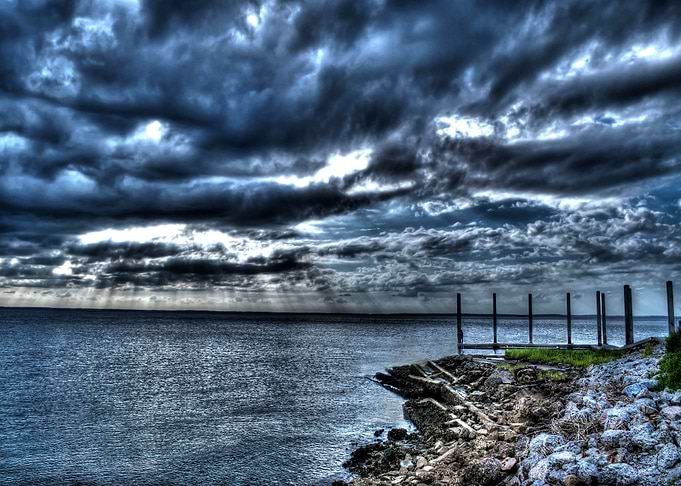 Cloudy day over Broad River in Beaufort, SC