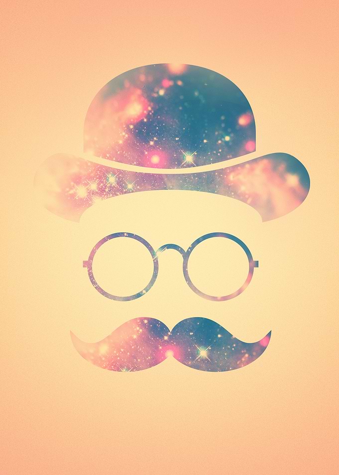 Retro Face with Moustache & Glasses / Universe - Galaxy ...
