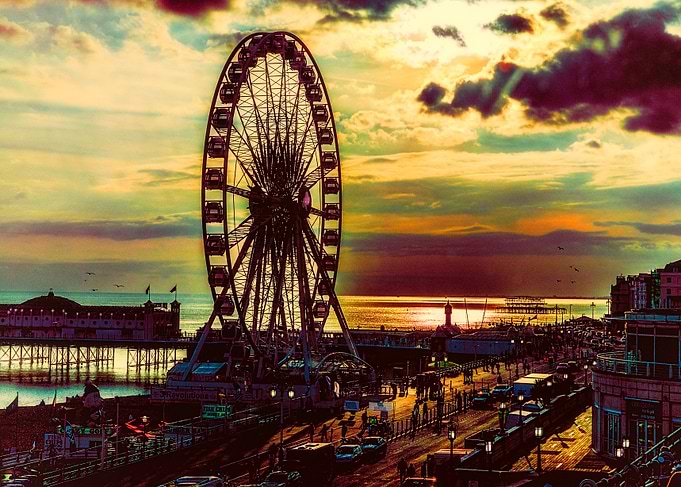 A late afternoon view of Brighton Seafront and the Brig ...
