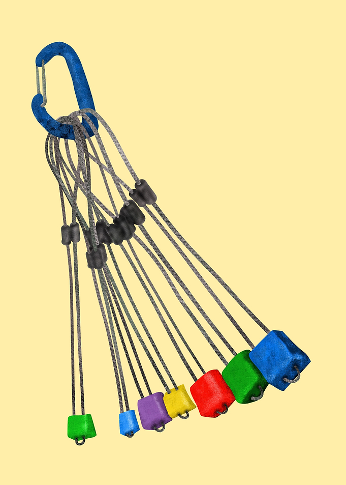 Rack of Rock Climbing Wires