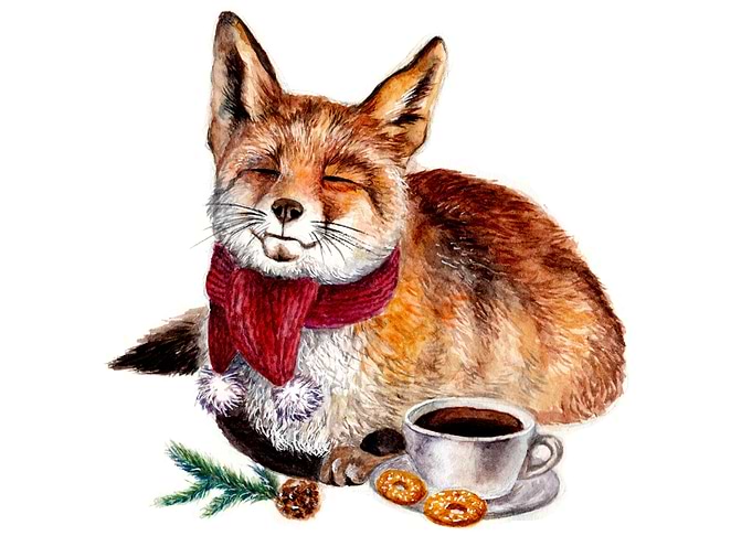 christmas coffee fox