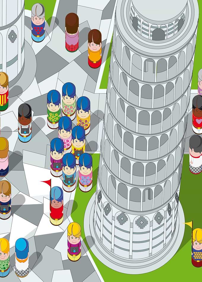 Cilindretti on a trip to Pisa . Visiting the leaning t ...