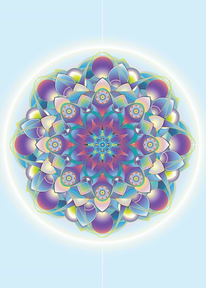 Vector made mandala. Sky and Sea colours.