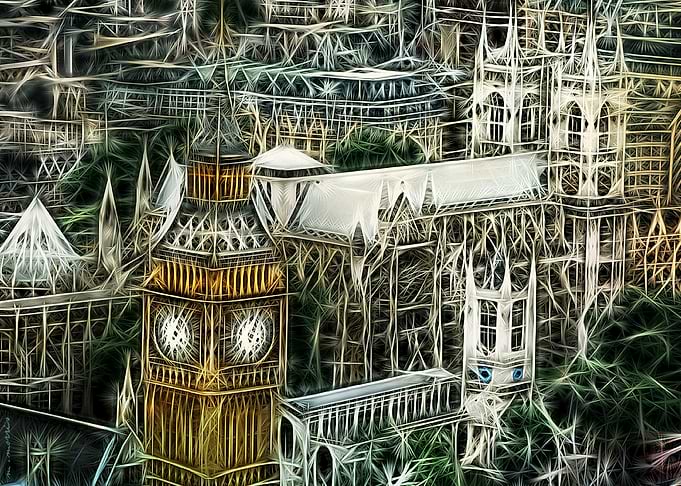 Digital Illustration: View of Big Ben (Elizabeth Tower) ...