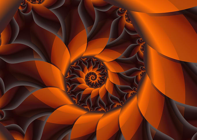 Brown and Orange Petal Fractal Spiral