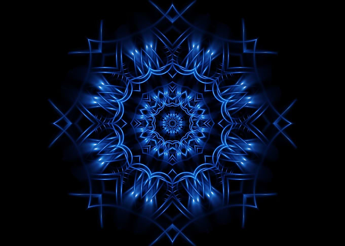 Glossy Blue Kaleidoscopic Mandala