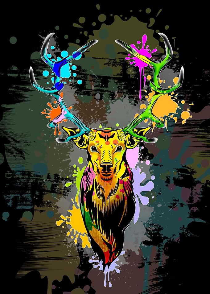 Deer PopArt Dripping Paint
